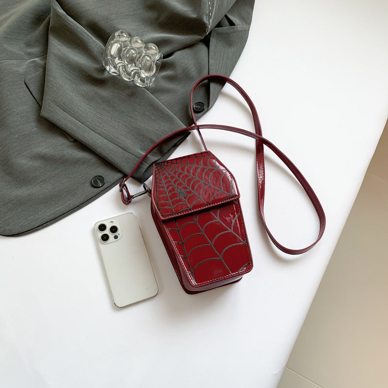 red Gothic Spider Bag Crossbody with Spider Web