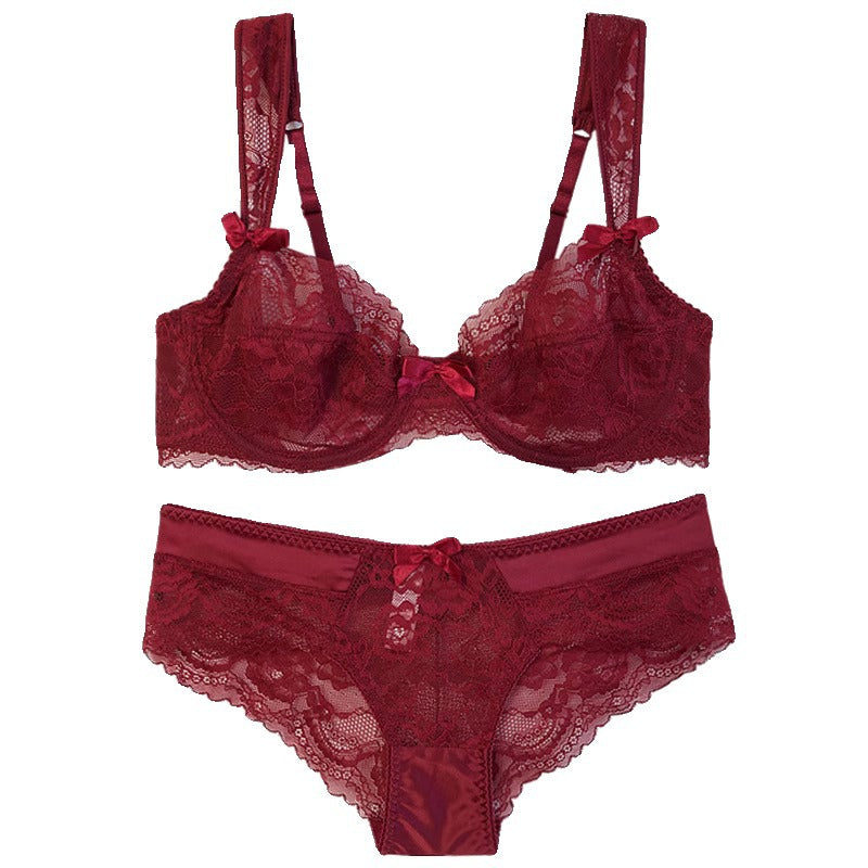 red Gothic Underwear Set Lace