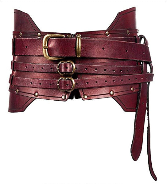 red Medieval Leather Waist Belt