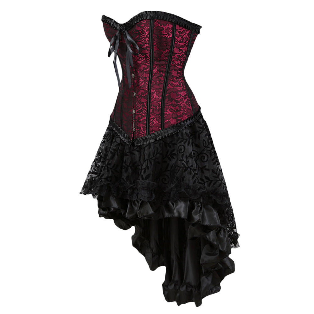 red Mini Corset Dress - Black/Purple/Red