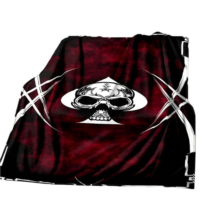 red Skull Ace Gothic Blanket goth