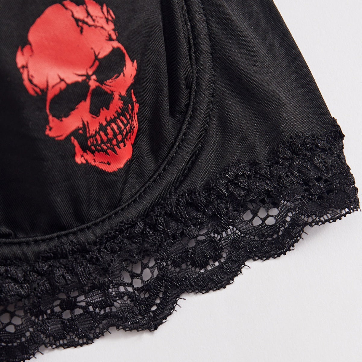 Skull Bra Push Up Black Red