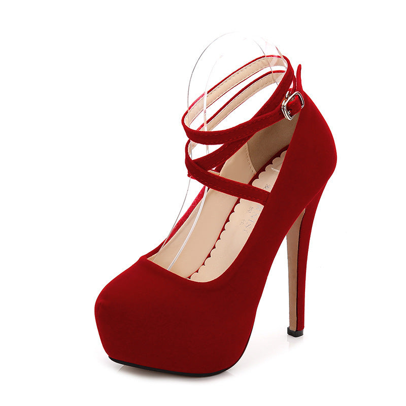 red Strappy Platforms High Heels