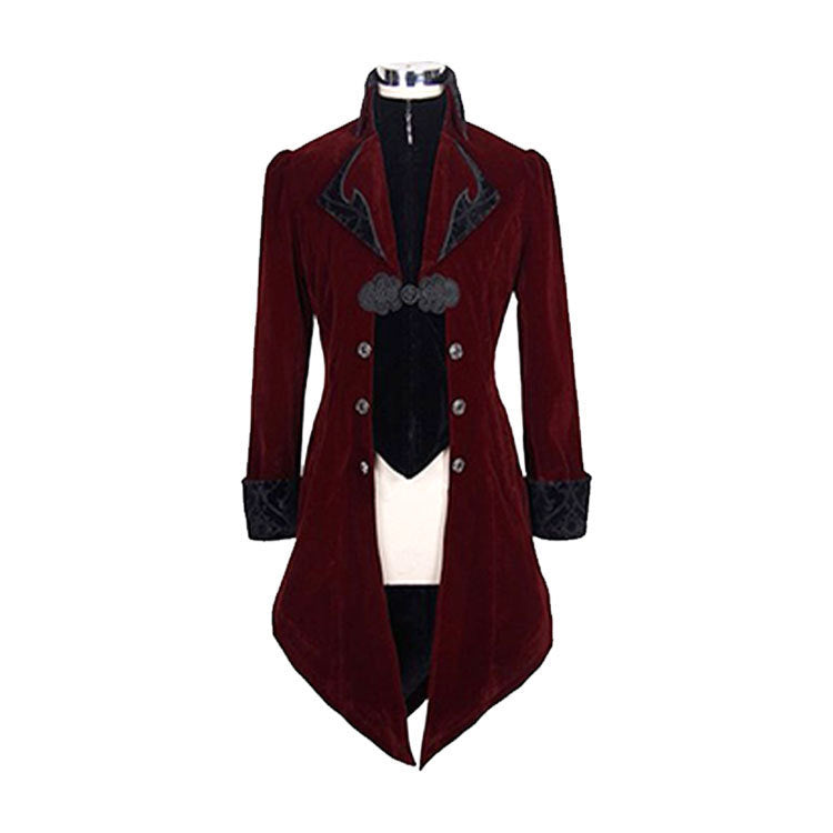 red Vampire Goth Victorian Coat Tuxedo Womens