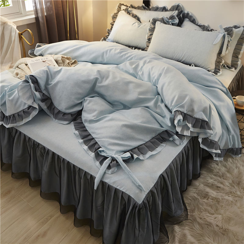 retro Gothic Bedspread Set with Ruffles duvet cover set