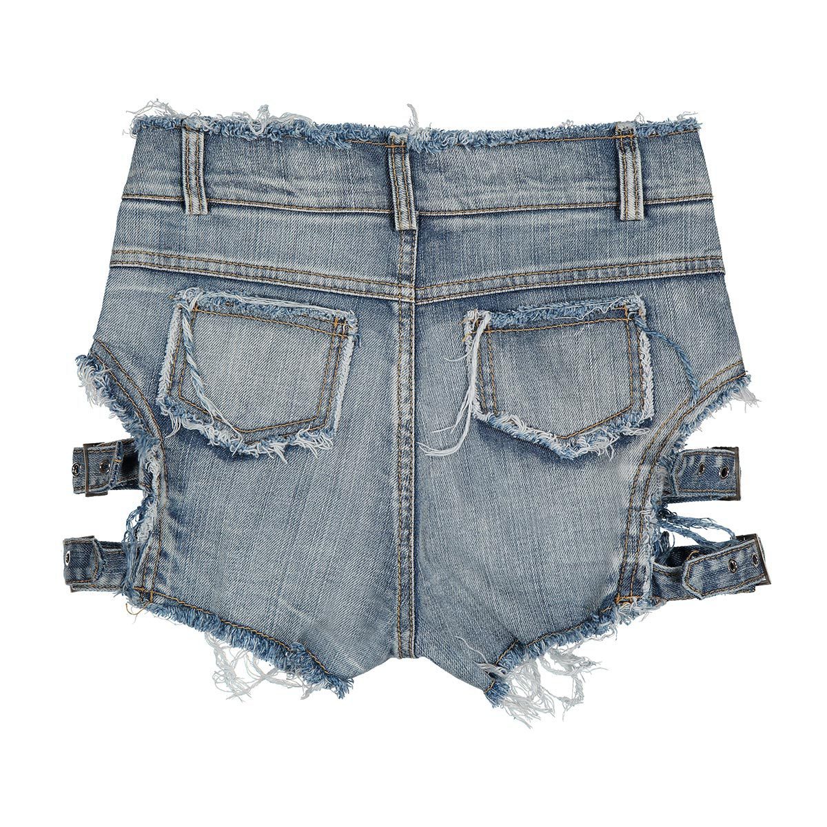 goth Belt Strapped Denim Shorts