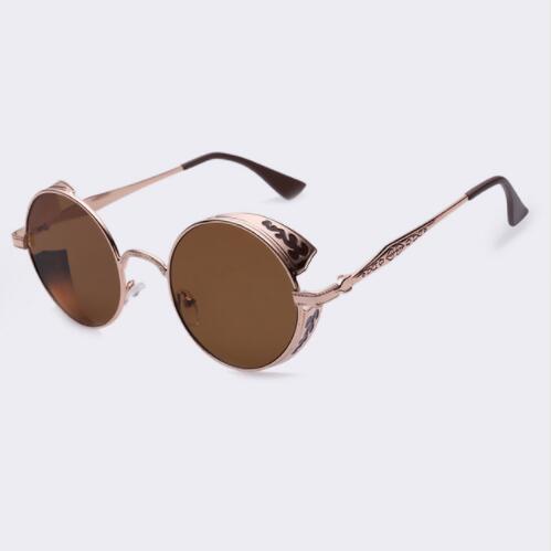round Black Gold Gothic Sunglasses