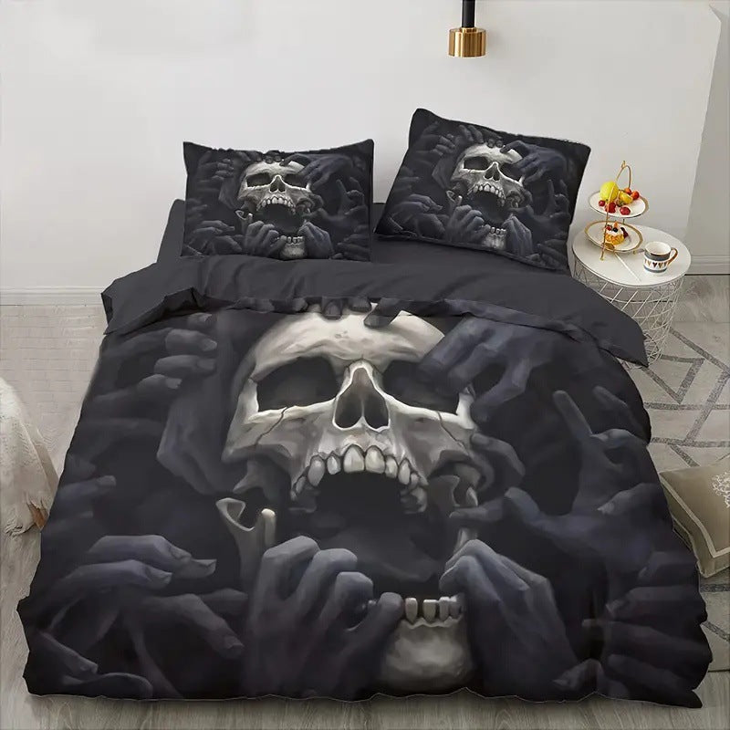 scary Screaming Skull Duvet Cover with Pillowcases goth set