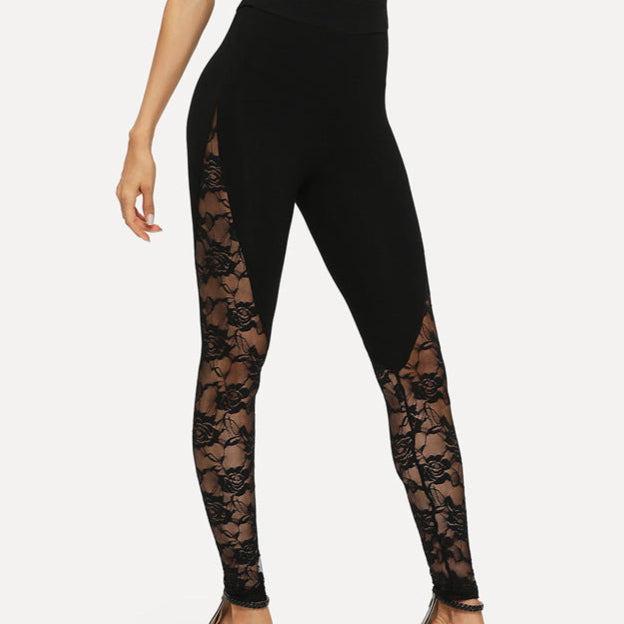 sexy Black Floral Lace Leggings