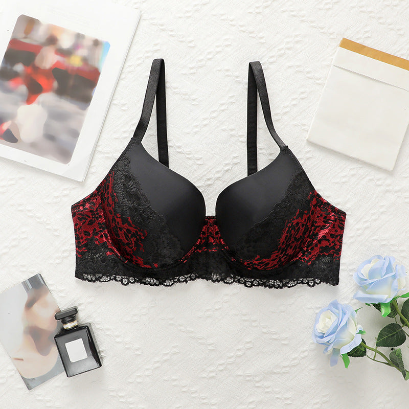 sexy Gothic Plus Size Bra Black Red Lace Push Up