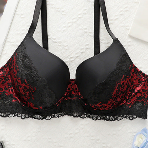 Gothic Plus Size Bra Black Red Lace Push Up
