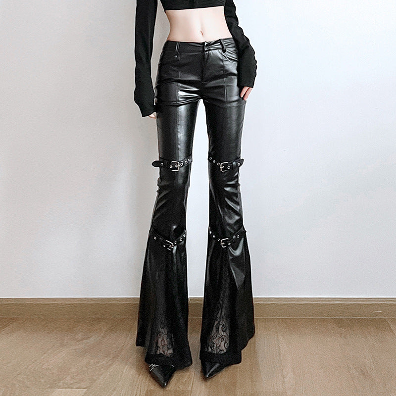 sexy Punk Flared Leather Pants for Women