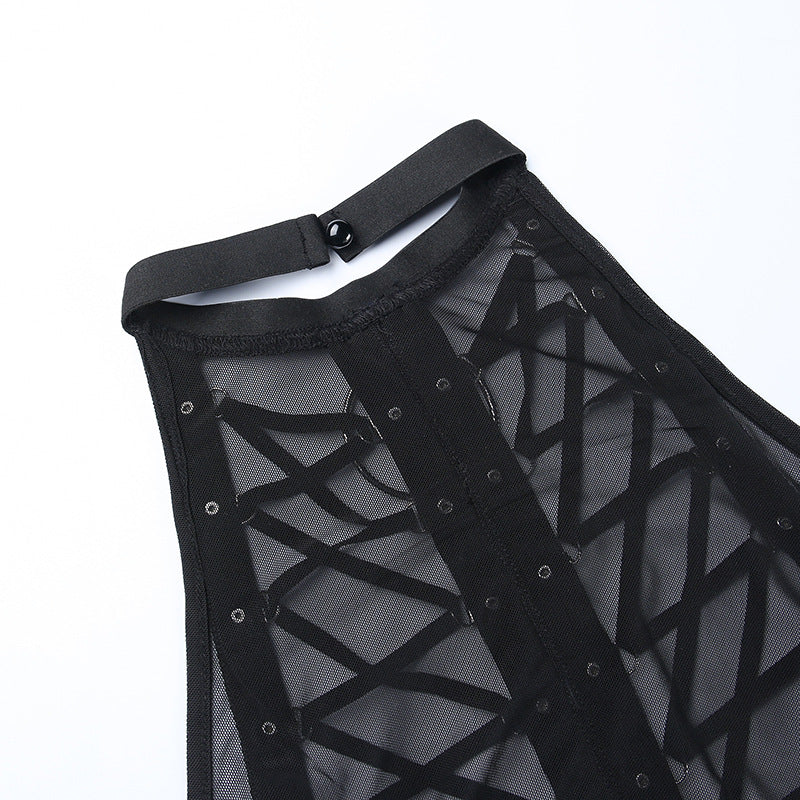 Harness Sheer Halter Top Womens