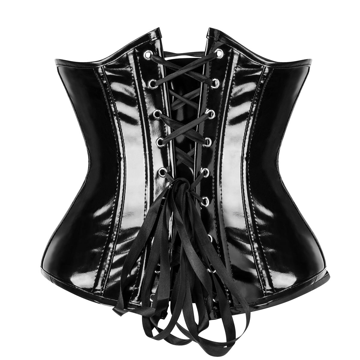 goth black Leather Underbust Corset Latex