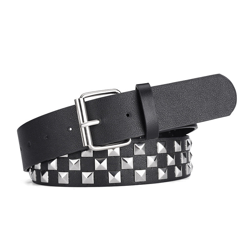 silver black
Emo Punk Studded Plaid Checked Belt