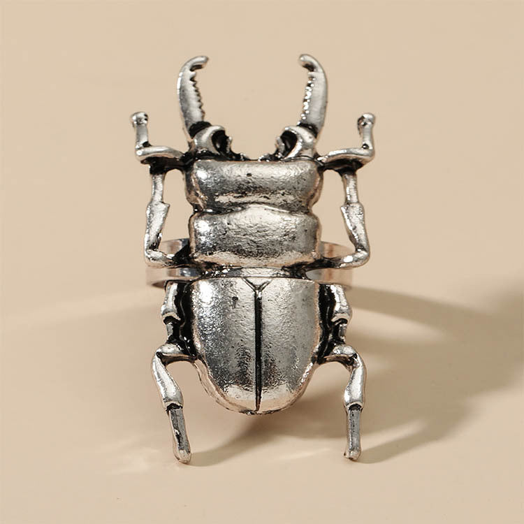 silver Metal Beetle Ring