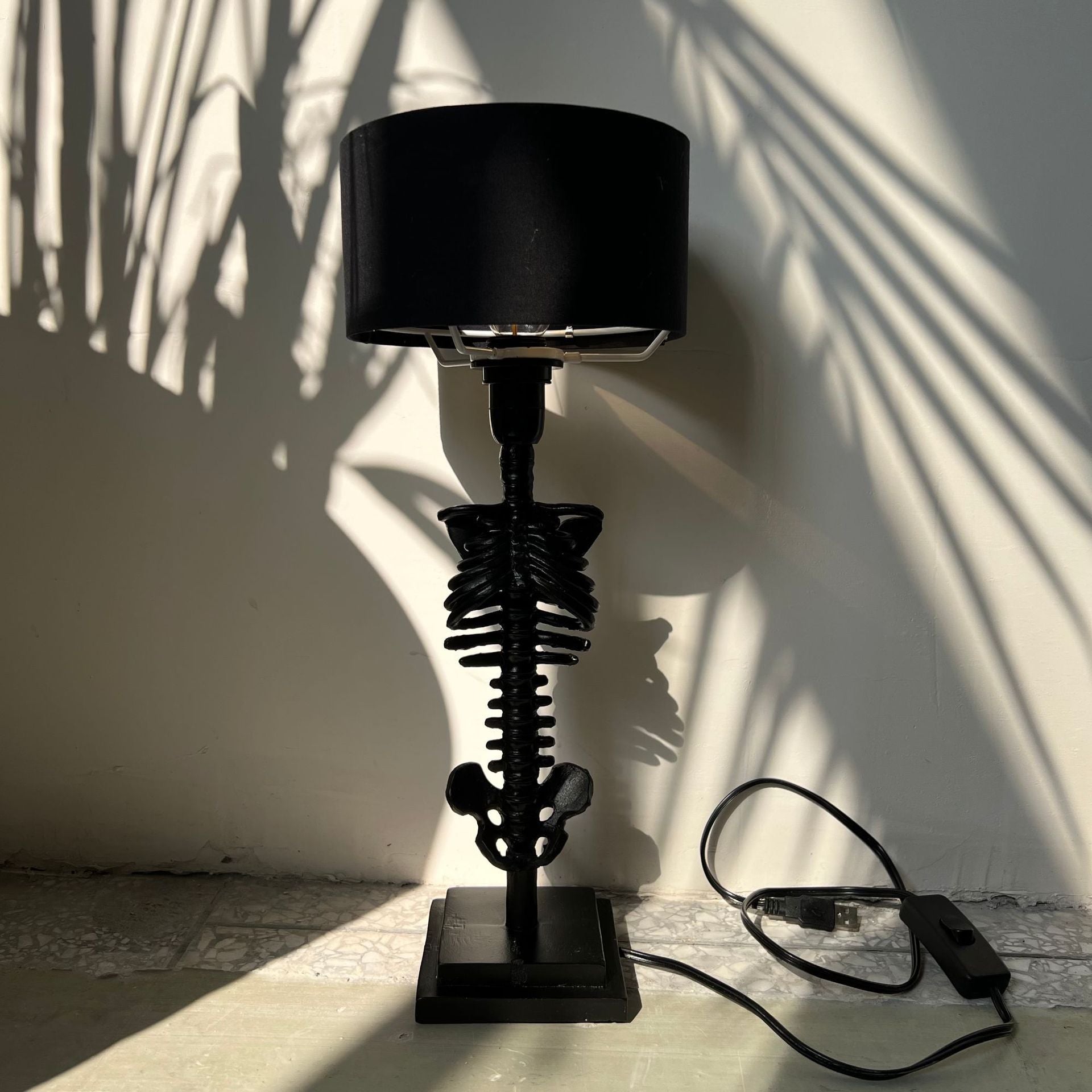skeleton Black Gothic Lamp with Skeleton Stand