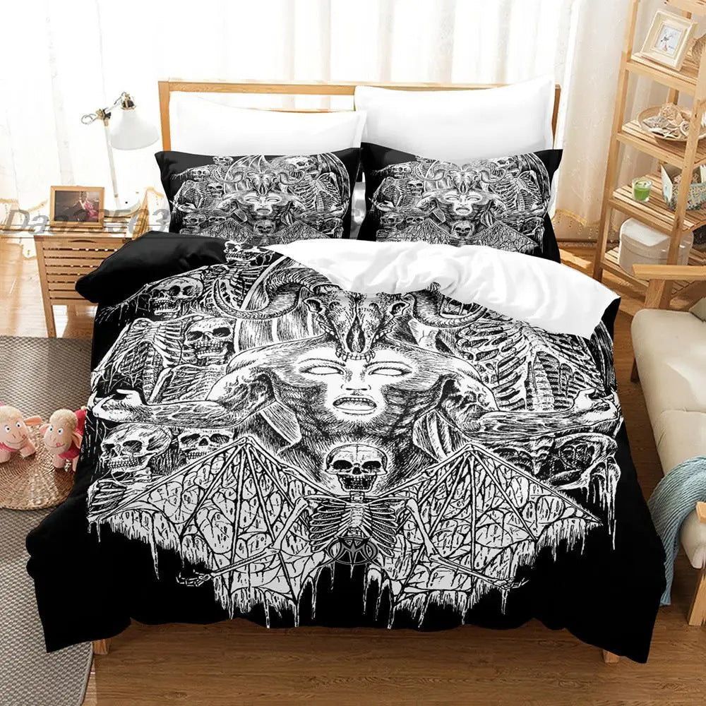 skeleton bat goat Gothic Bed Comforter Set