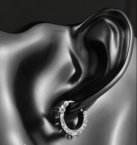 Small Black Skull Hoop Earring