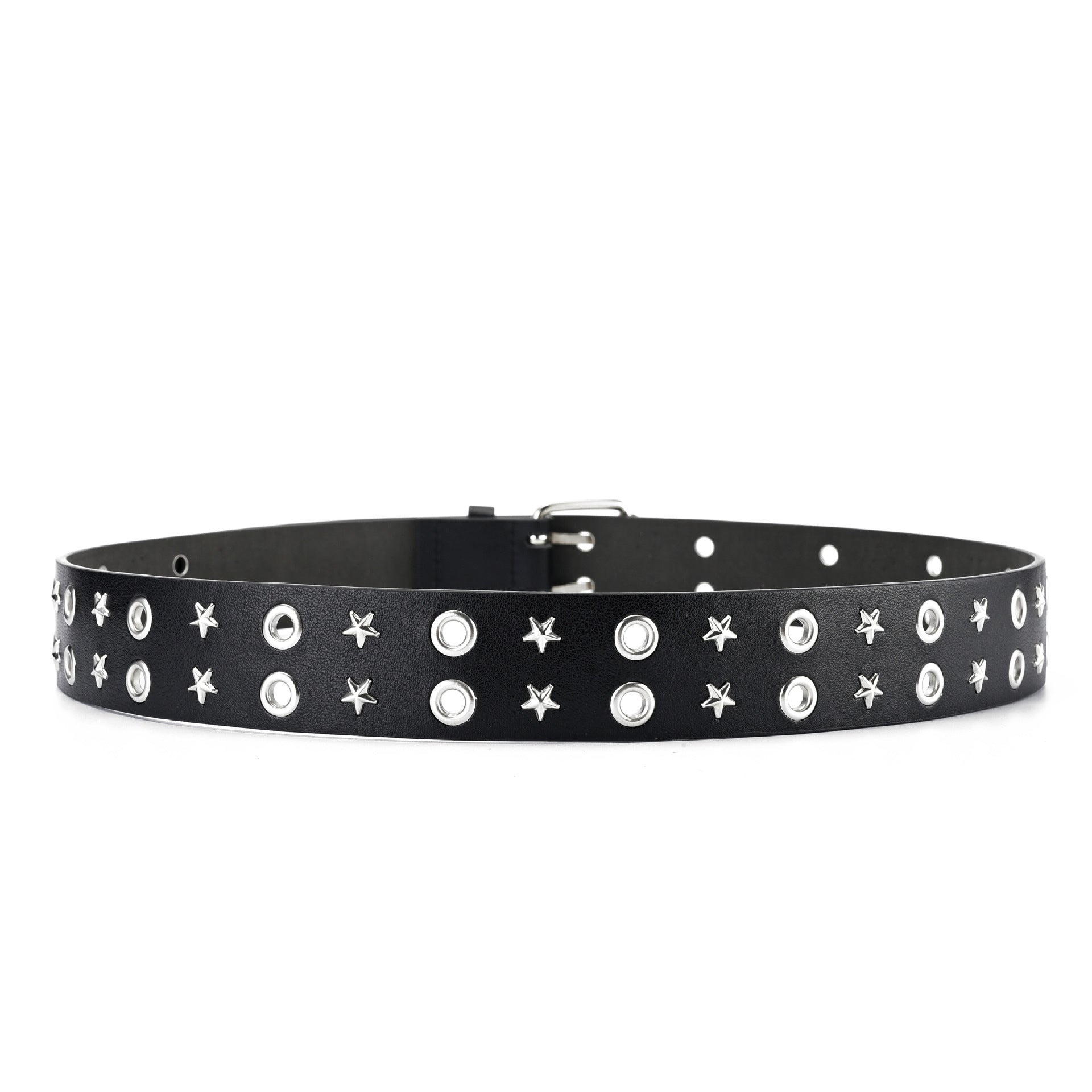 stars Black Punk Leather Belt Vegan
