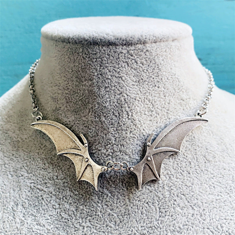 silver Bat Wings Necklace