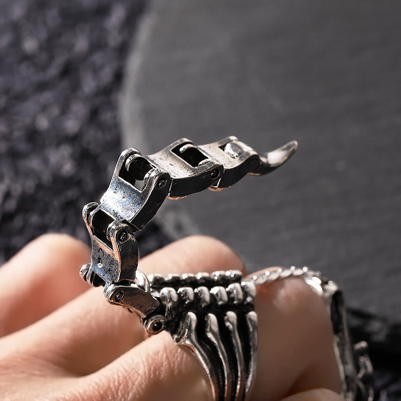 silver Goth Scorpion Ring Bat Design