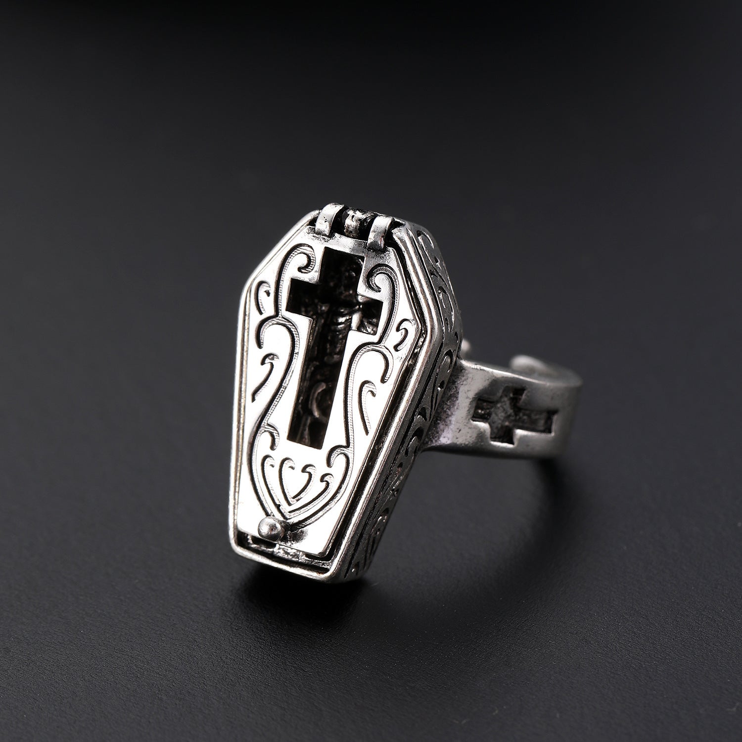 Opening Skeleton Coffin Ring