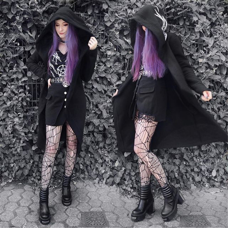knee long Large Hood Gothic Hoodie