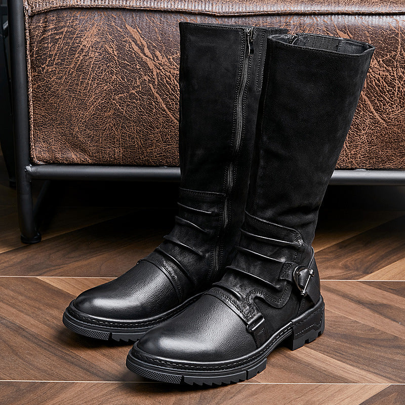 tight High Leather Boots for Men