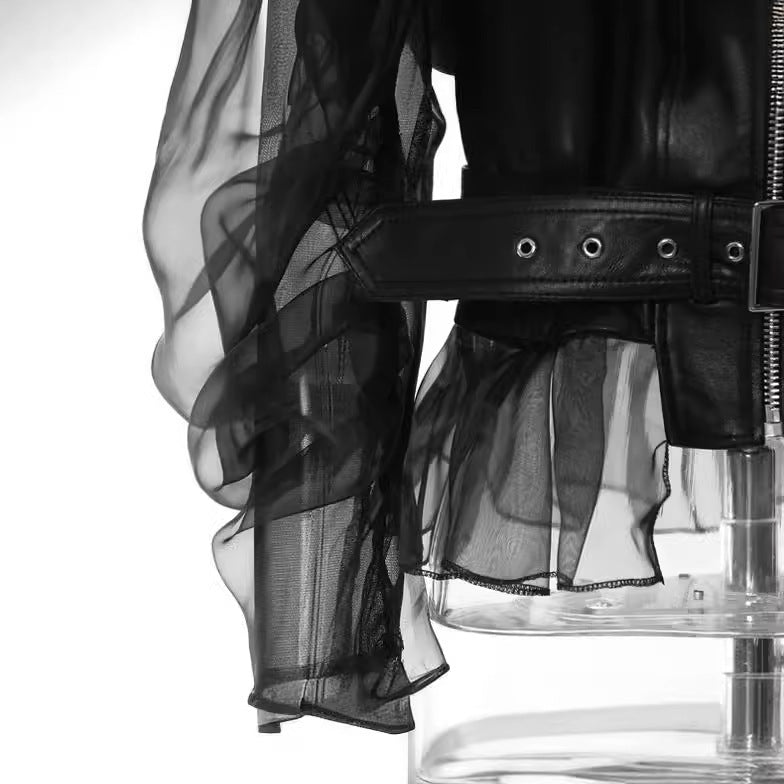 sheer Black Goth Jacket with Sheer Sleeves mesh