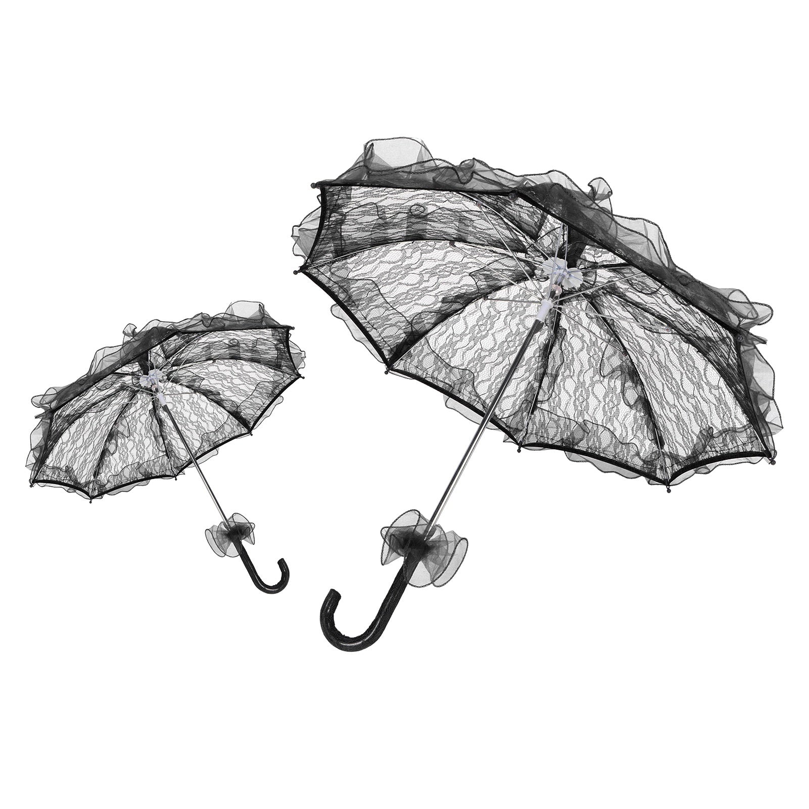 transparent Black Ruffle Parasol Umbrella Decorative