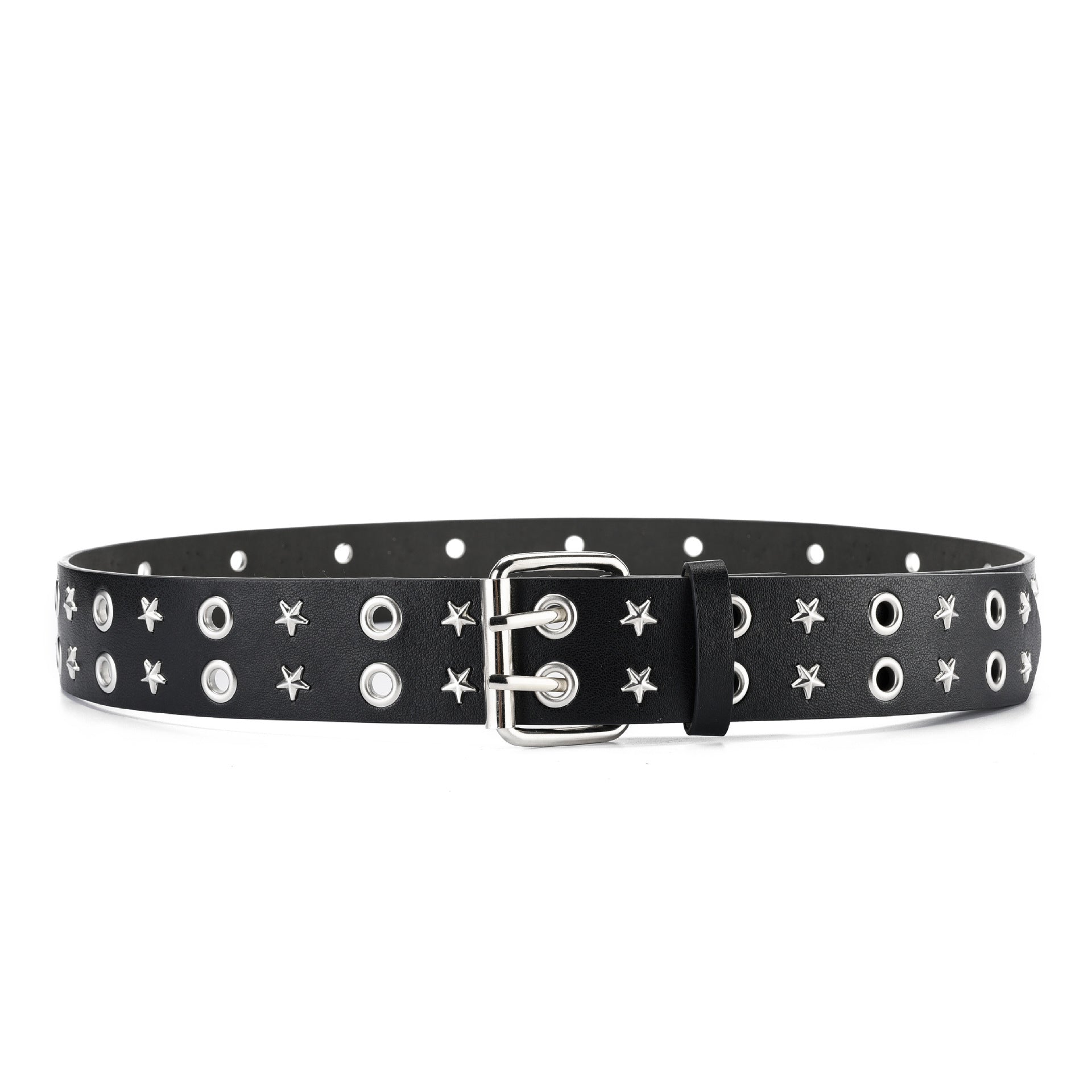 unisex Black Punk Leather Belt Vegan
