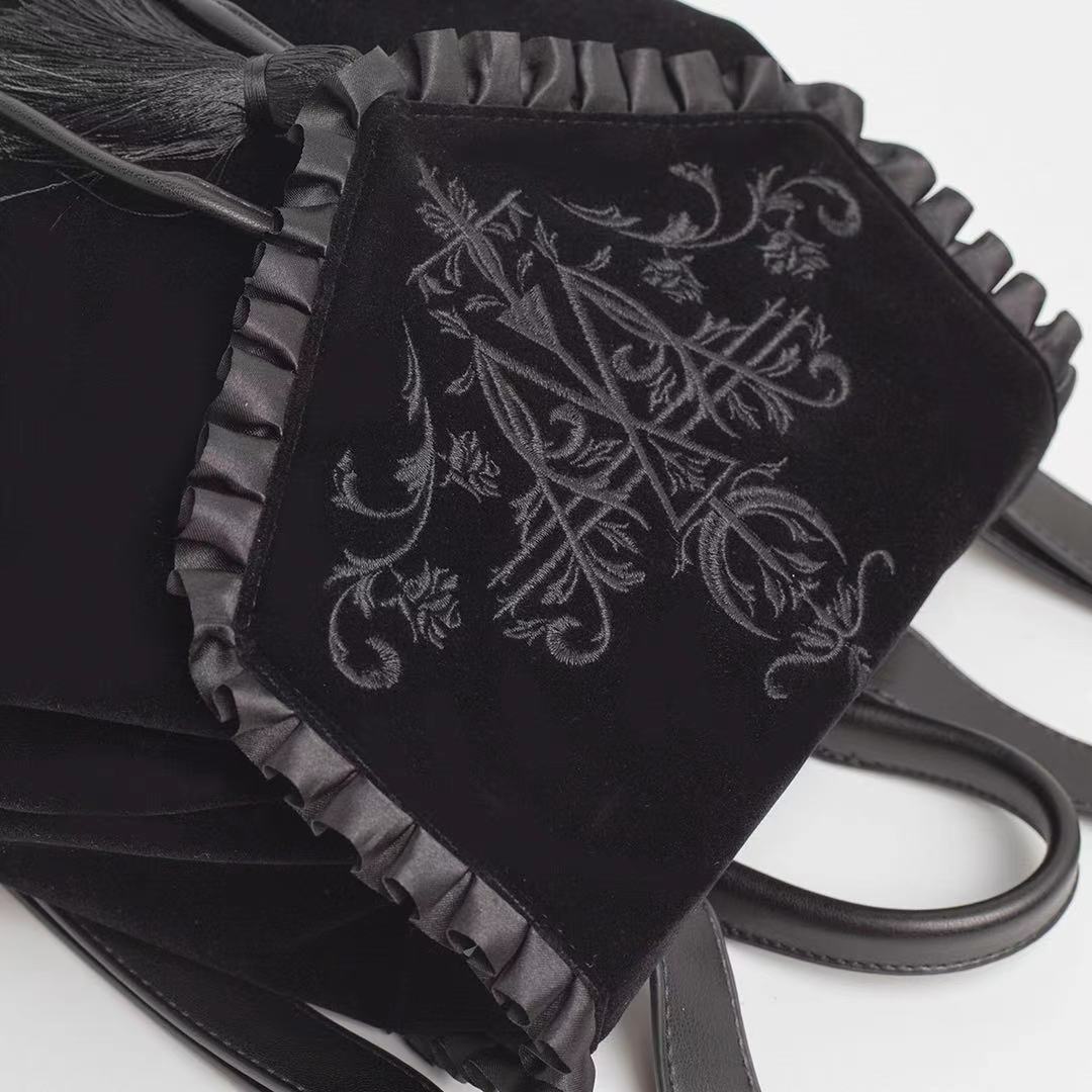 velour Velvet Black Goth Backpack Womens