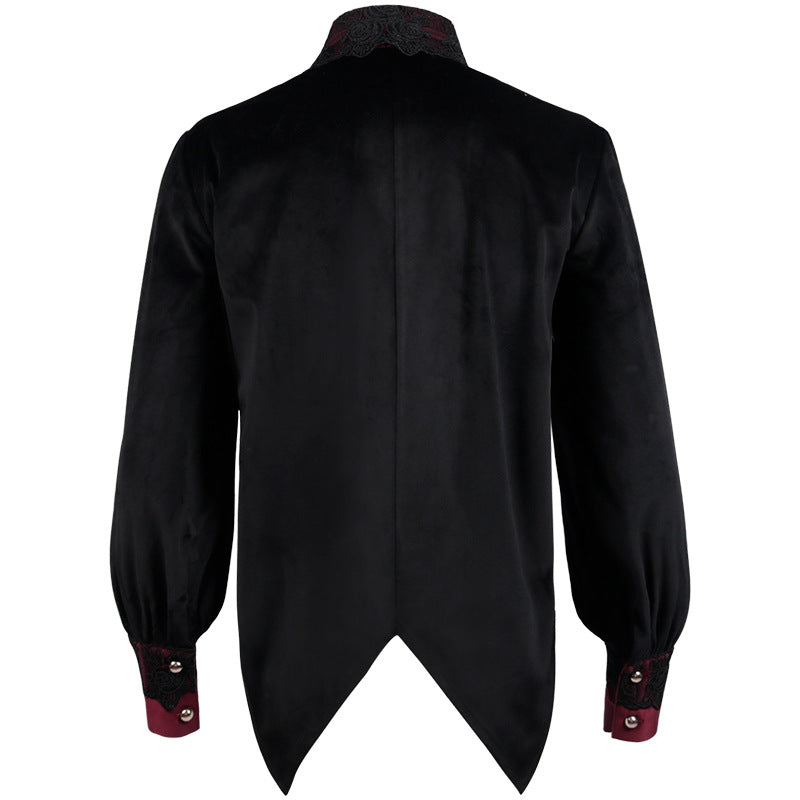 victorian Mid-Century Steampunk Shirt black with red