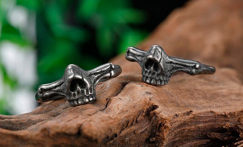 punk Small Skull Ring - Unisex Bottom Teeth Skull Ring