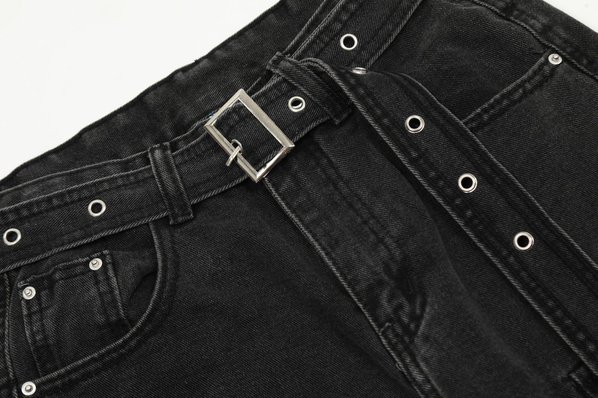washed out Wide Cargo Jeans for Men black