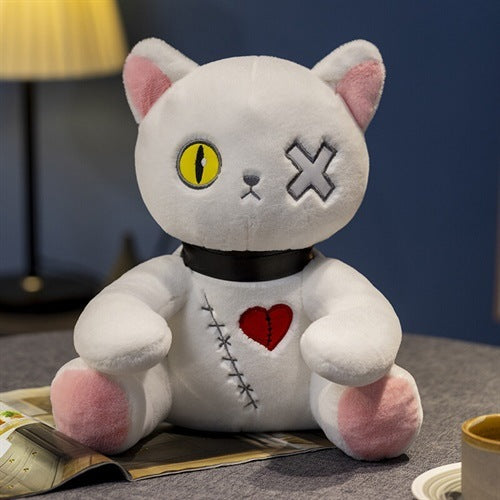 white x eye Alternative Goth Cat Plushie