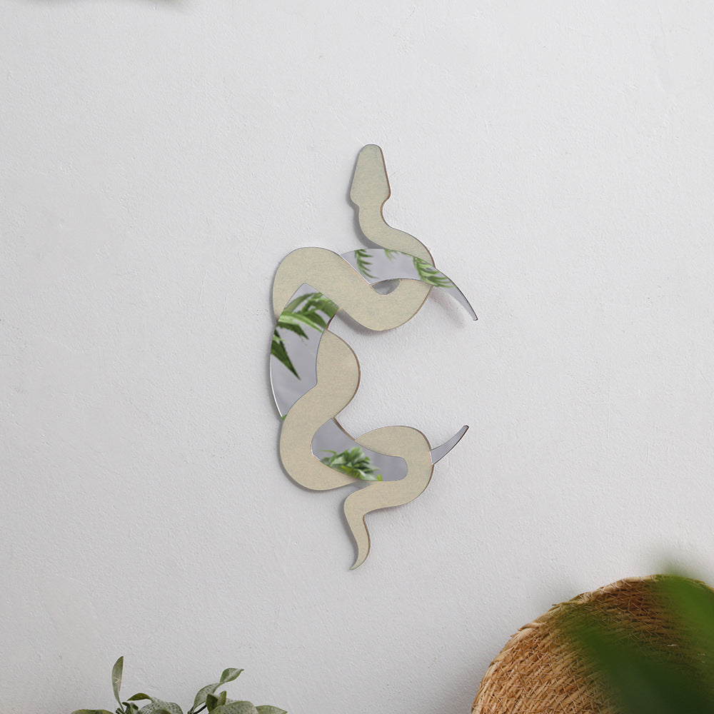 white Crescent Moon Snake Wall Mirror