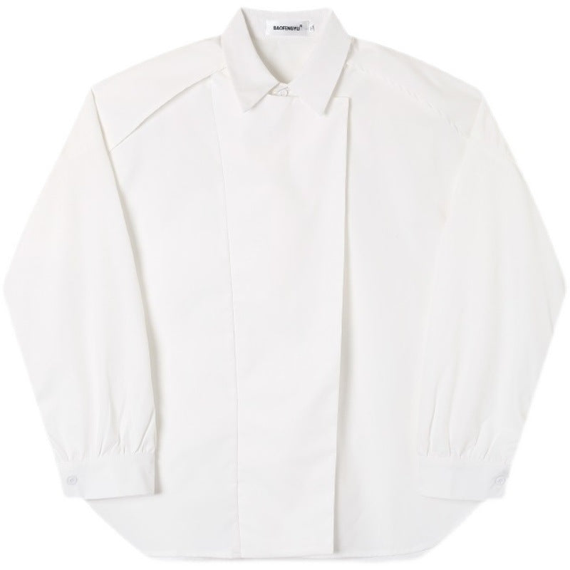 white Goth Collar Shirt Mens