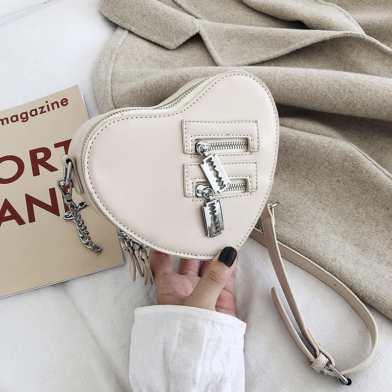 white Gothic Heart Bag with Razor Blades