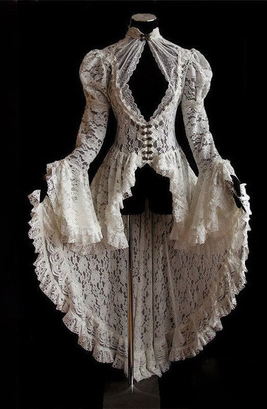 white Lace Fishtail Victorian Cardigan