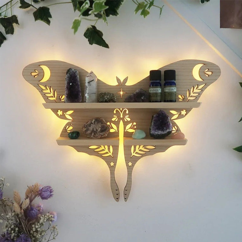 Wooden white Moth Shelf for Wall
