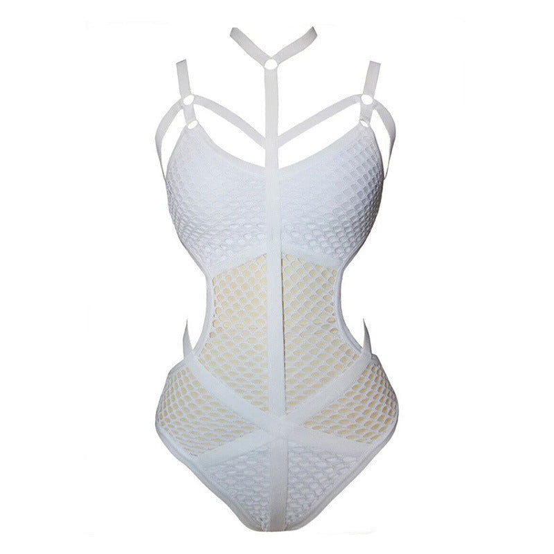Black Punk Fishnet Bodysuit