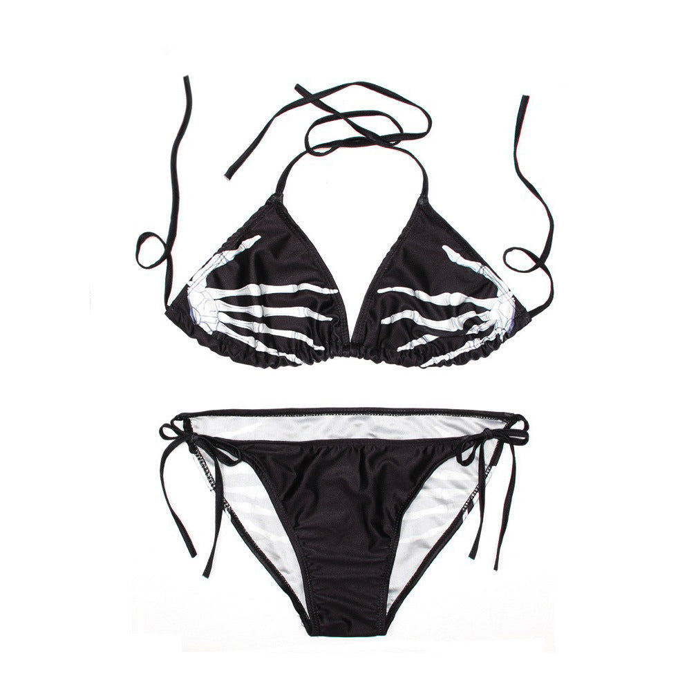 white Skeleton Hands Bikini Set