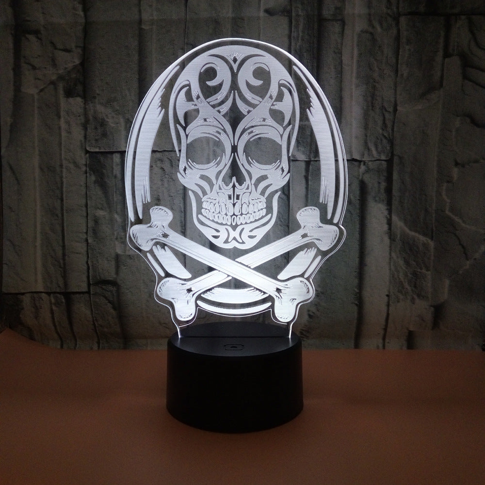 white hologram Skull Punk Table Light