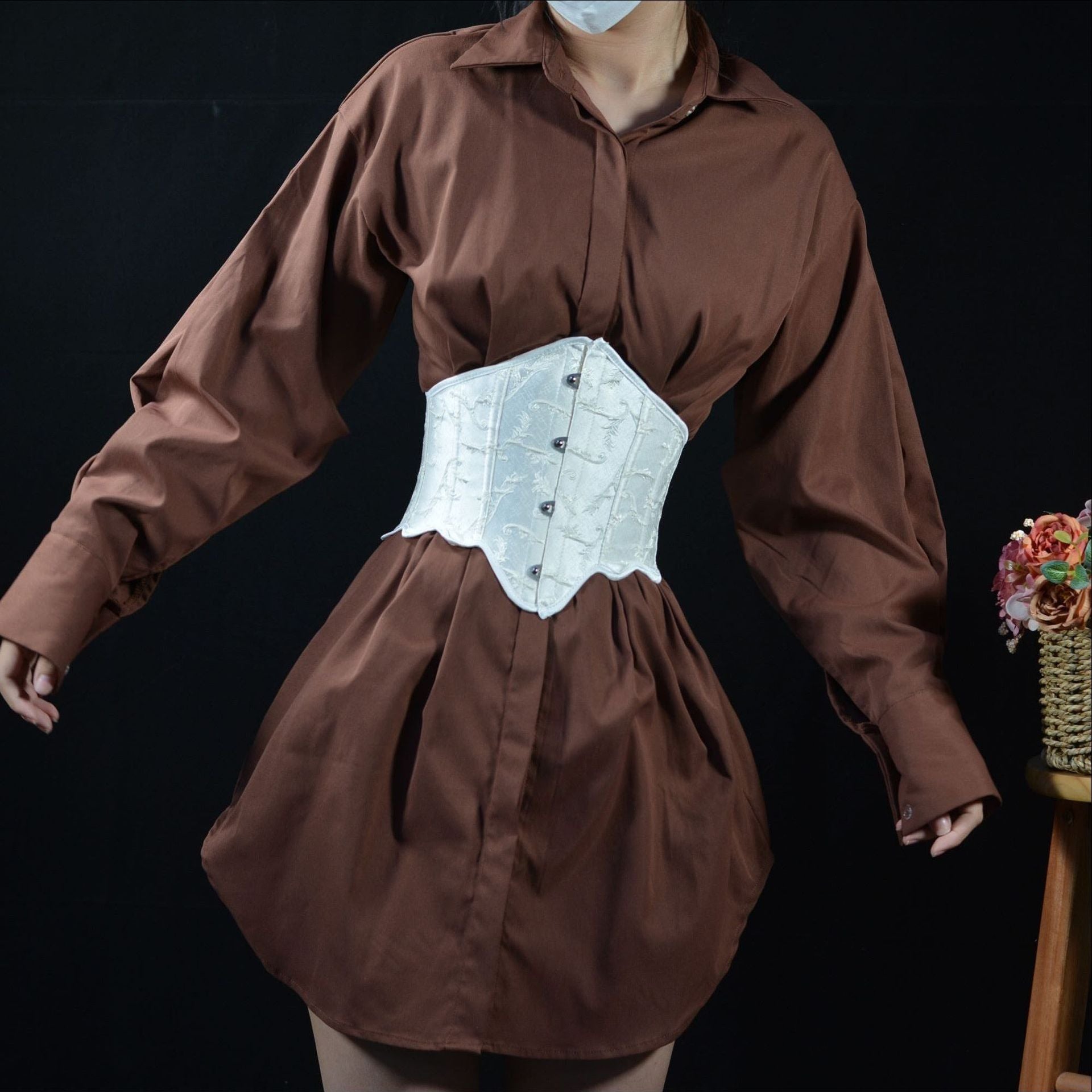 white Wide Waist Corset Belt