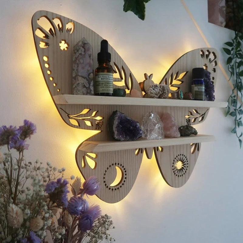 Wooden white Butterfly Shelf