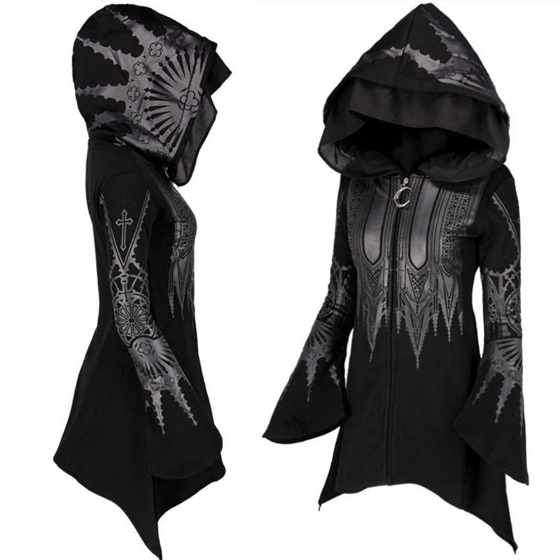 flare Long Gothic Hooded Jacket
