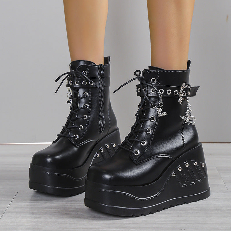 witchy Gothic Bat Boots Womens