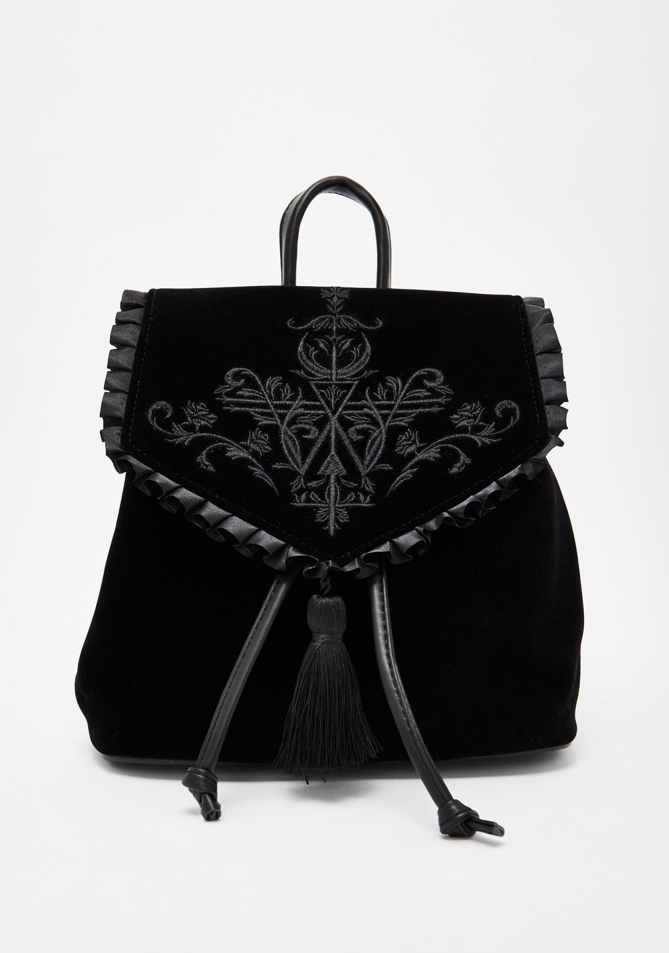 witchy Velvet Black Goth Backpack Womens